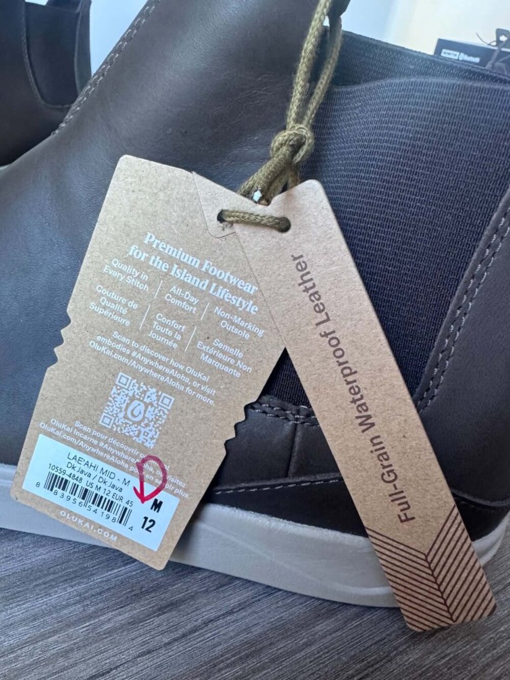 OluKai Men's Lae ahi Mid Chelsea Boots in Dark Java Brown $150 - Picture 15 of 16